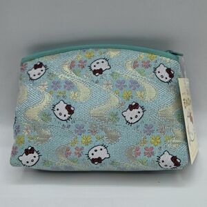 Sanrio Hello Kitty Sakura Flower Blue Cosmetic Pouch